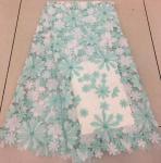 Pink 3D Flower Embroidered Mesh Lace Fabric , Sequin Beaded Lace Tulle For Dress