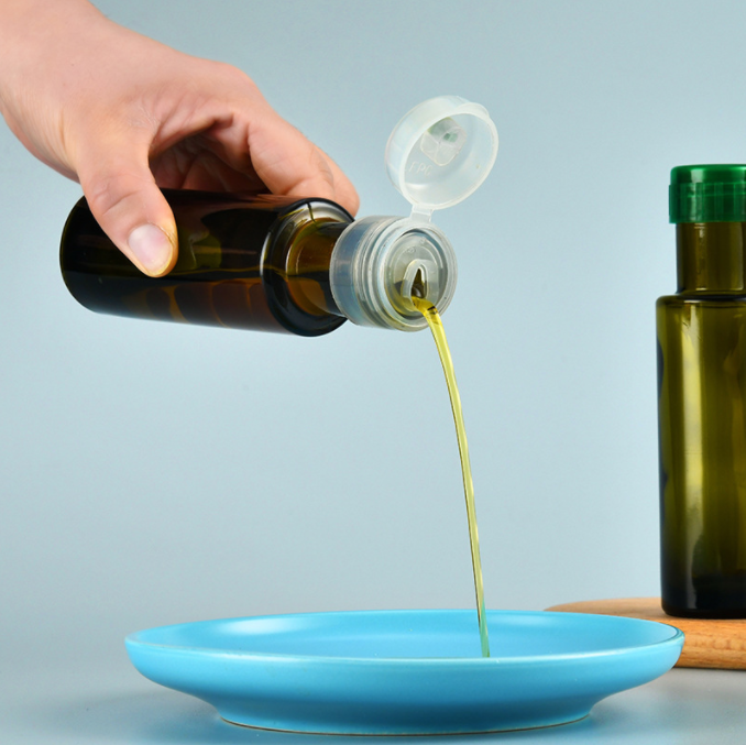 Customized Olive Green Glass Essential Oil Bottle 50ml/100ml Luxury Cooking Oil Bottle