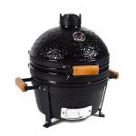 Black Ceramic Kamado Charcoal Grill 16 Inch Premium Mini Tabletop