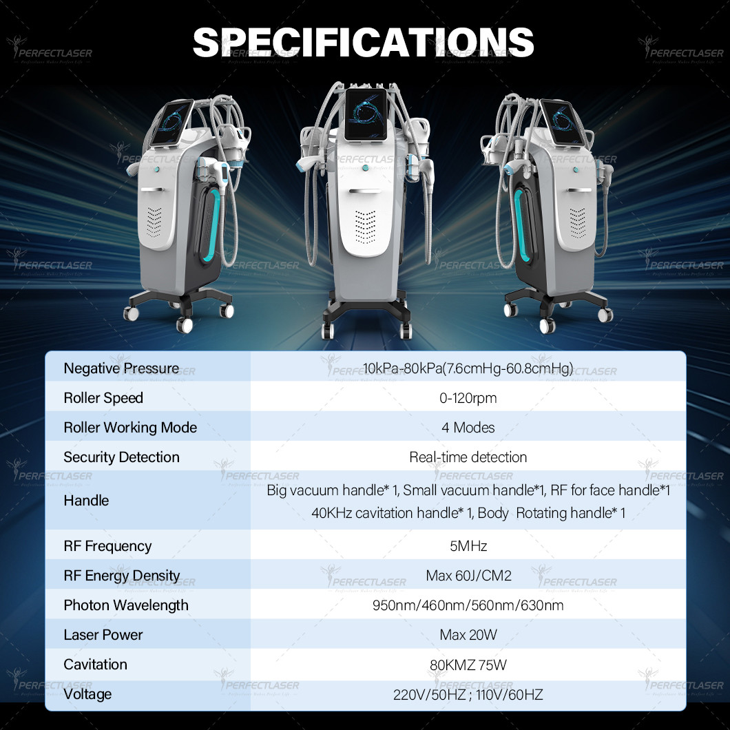 5IN1 Multi-type Body Slimming RF Vacuum Roller Cavitation Machine for Cellulite Removal