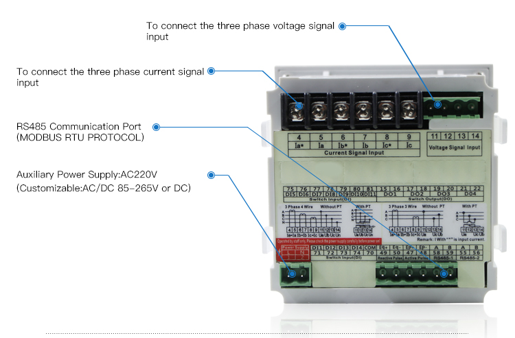 Three-phase Digital Multimeter AC LED display KWH measuring multimeters