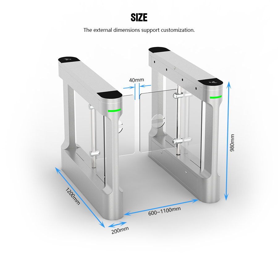 Pedestrian Passage Swing Gates for Supermarket Entrances and Exits - 304 Stainless Steel Material, Communication Interfaces: RS485/232