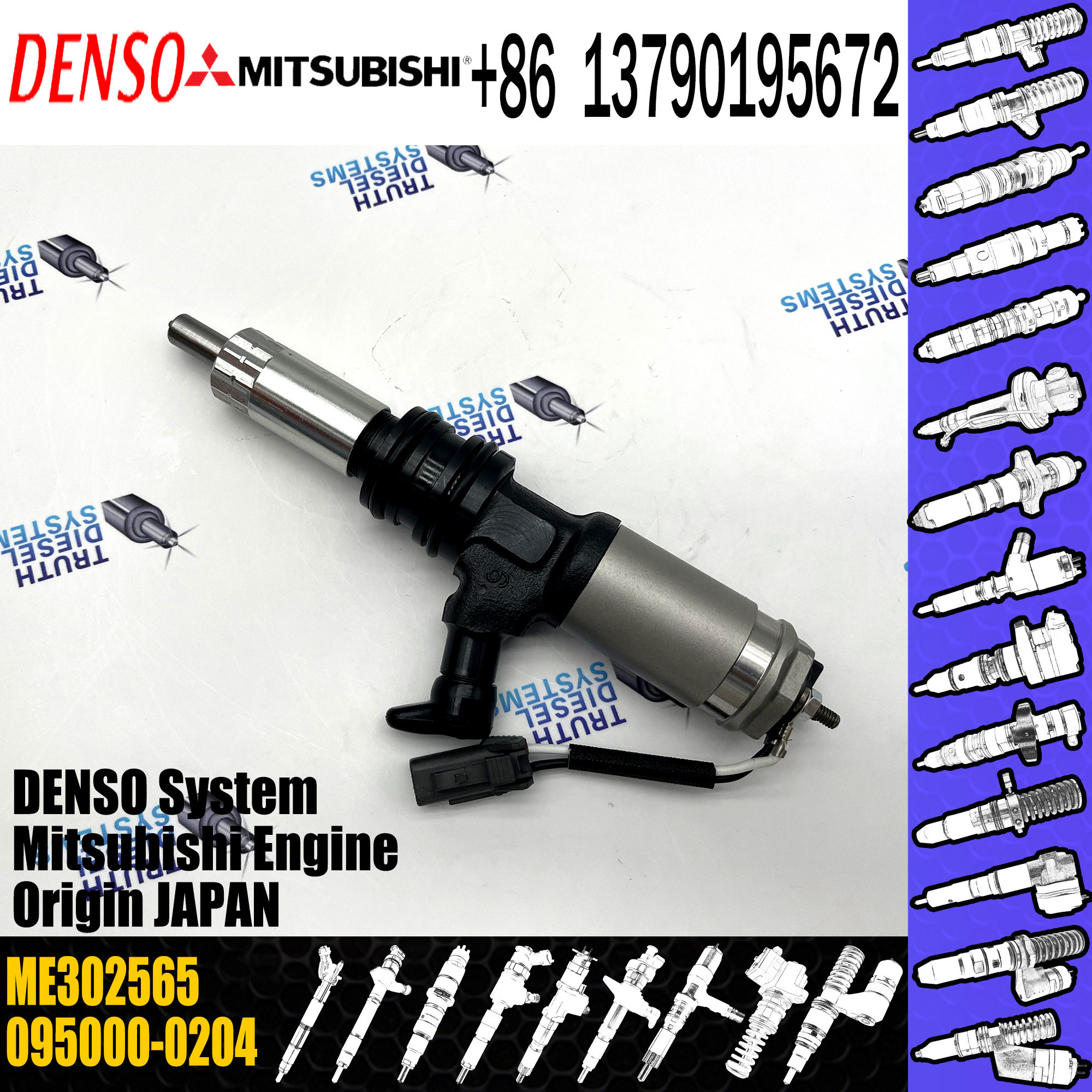Assembly 095000-0204 Common Rail Diesel Engine Injector ME302565 For MITSUBISHI