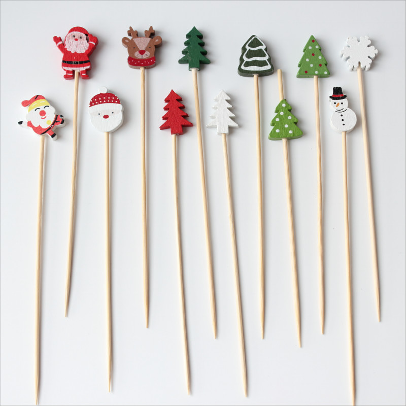 Hot Sale Handmade Bamboo Cocktail Picks Fancy Colorful Rose Picks for Wedding