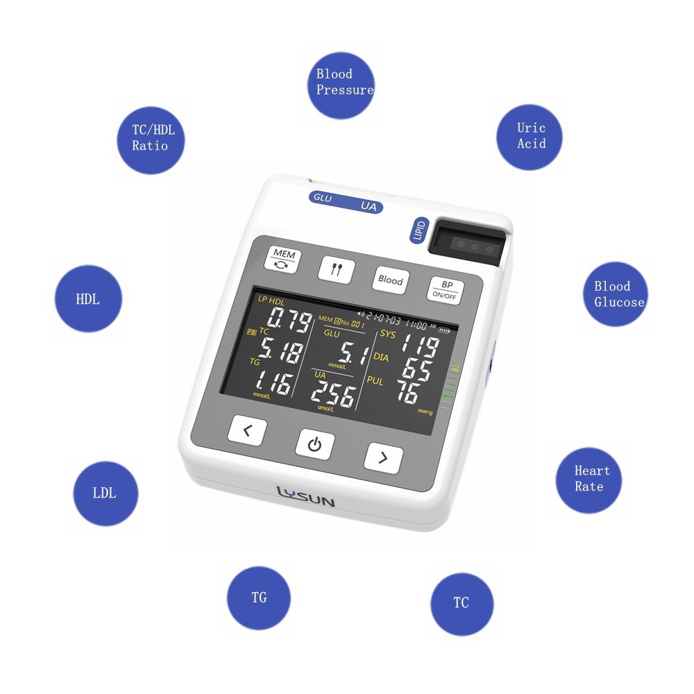 Reflectance Photometer Uric Acid Cholesterol And Glucose Meter Kit 365g