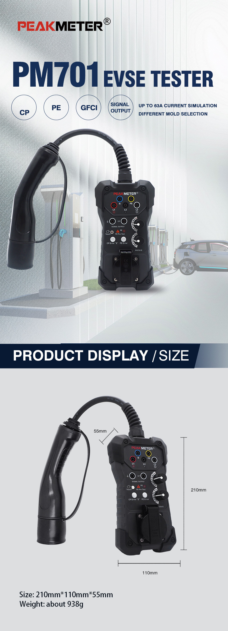 Top Current Simulation Evse Tester With IP54 GFCI And CP Pre Testing AC Charging Station