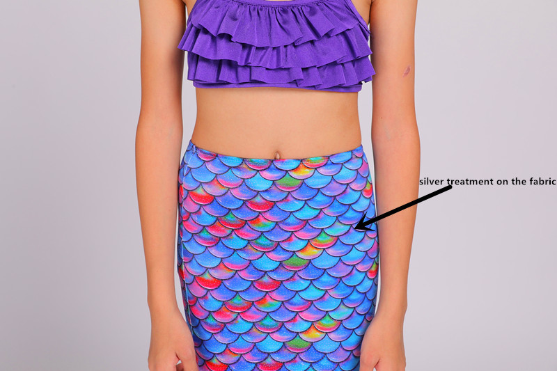 Rainbow Mermaid Swim Tails For Toddlers Ruffles Princess Designed Bikini Top
