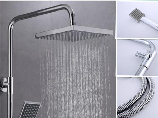 Home Square Bathtub Shower Faucet Sets 304 Stainless Steel Plated Thermostatic
