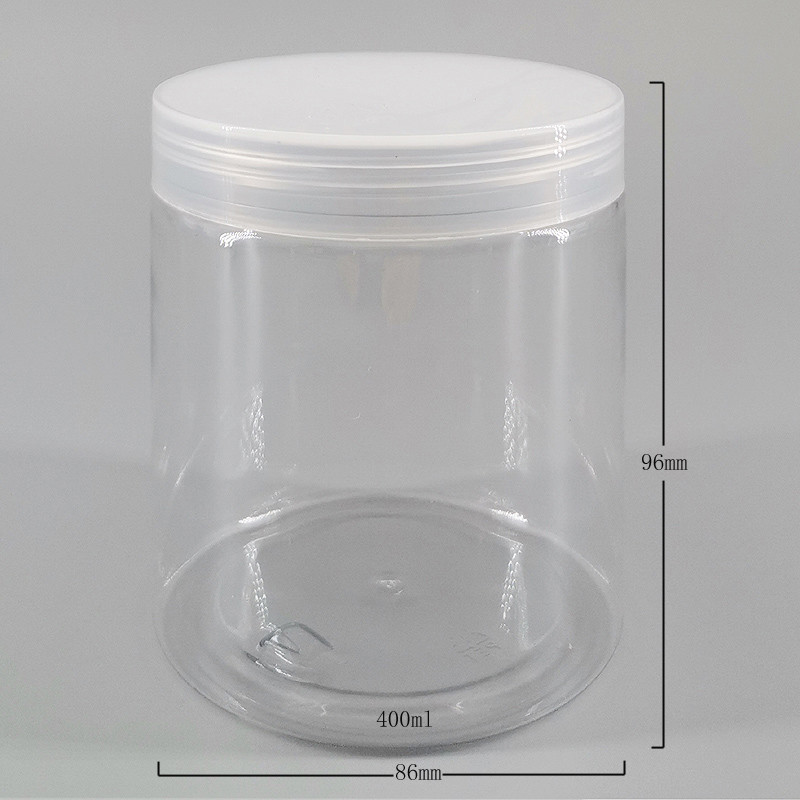 400ml Transparent PET Plastic Jar With PP Lid Clear Mouth Bottles Food Storage Cosmetic Skincare Packaging