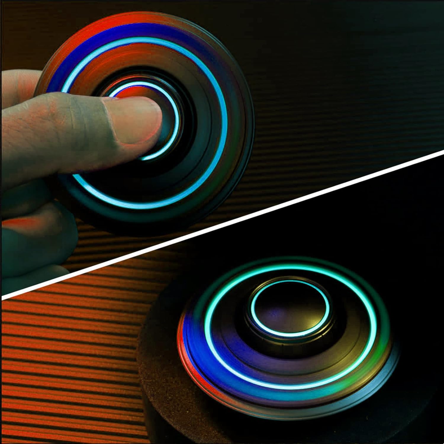Metal Fidget Spinners for Kids Adults Luminous Night Effects UFO Finger Hand Spinner