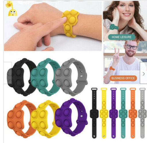 Stress Relief Silicone Pop It Fidget Wristband For Kids
