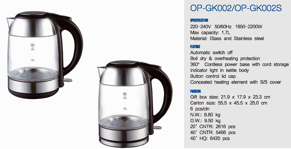Convenient Electric Water Kettle with 360 Degree Rotational Base 50/60Hz Rate