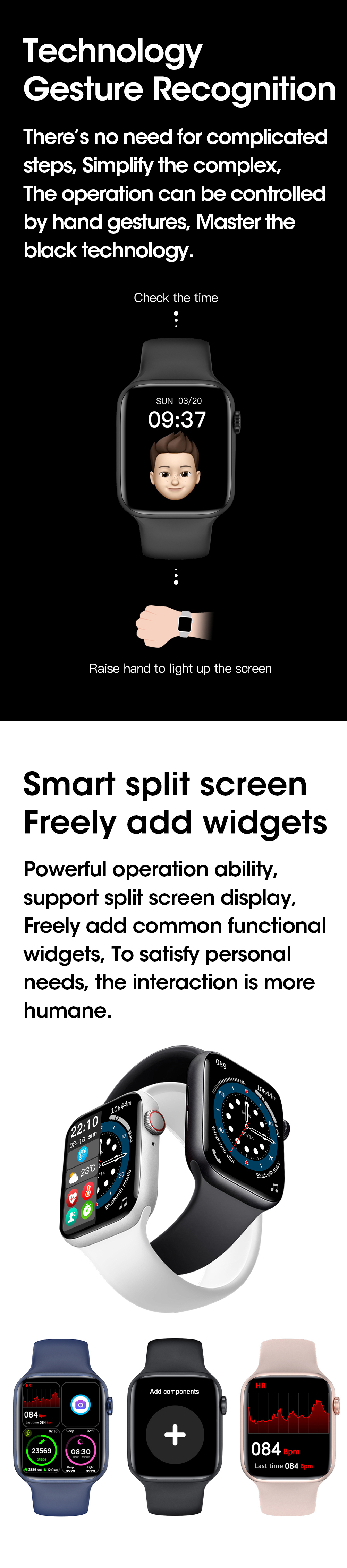 HL37 SmartWatch Waterproof 1.75 Inch Full TouchLow Consumption Dual Mode