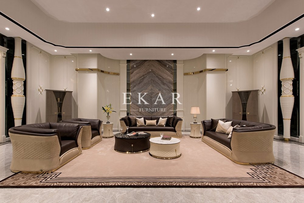 Elegant Leather Modern Sofa Set Design Living Room Furniture Set