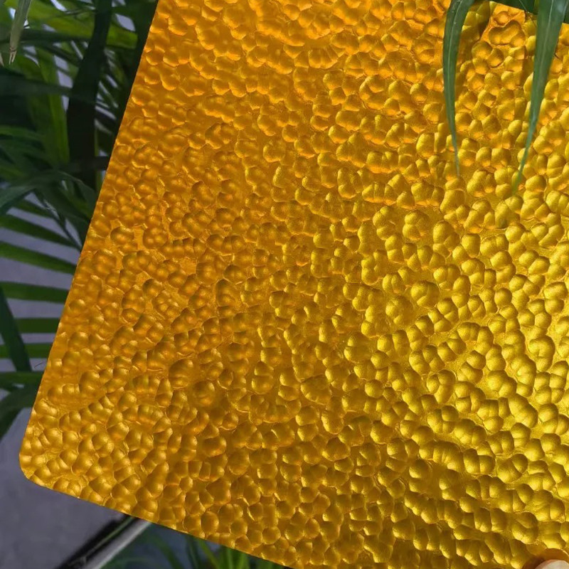 AISI SUS 304 0.9mm 1mm Thick 1219 mmx2438mm Hammered Finish Gold Stainless Steel Sheet