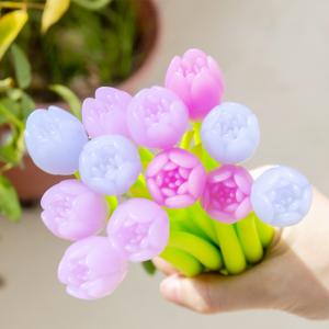 China Flower Design Tulip Color Changing Neutral Pen 0.38mm Office School Gift Pen wholesale