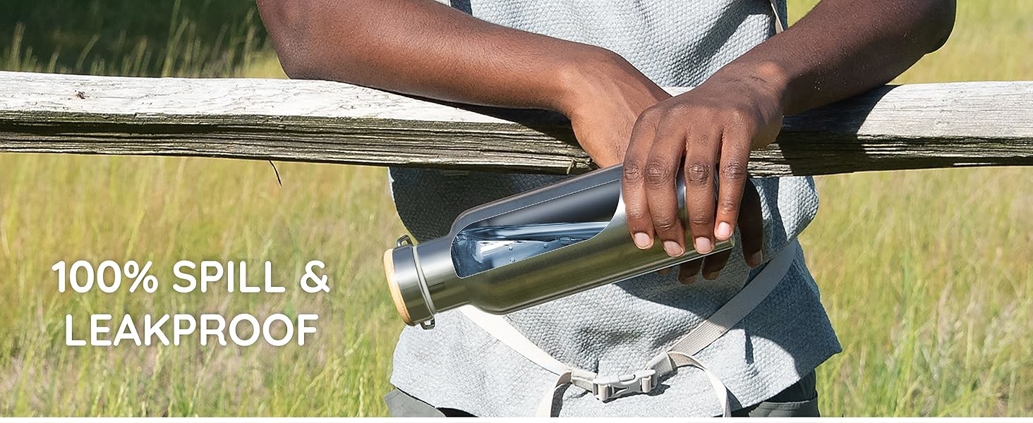 Stainless Steel Sports Water Bottles Bulk 17oz Double Wall Insulated Bottle With Handle And Wooden Leakproof Lid Metal Water Bottle Outdoor For