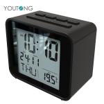 YT60142 Battery Powered Black Atomic Calendar Desktop Clock with Back Light
