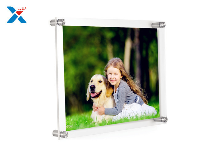 Wall Mounted Acrylic Photo Frames / Double Panel Clear Acrylic Floating Frame
