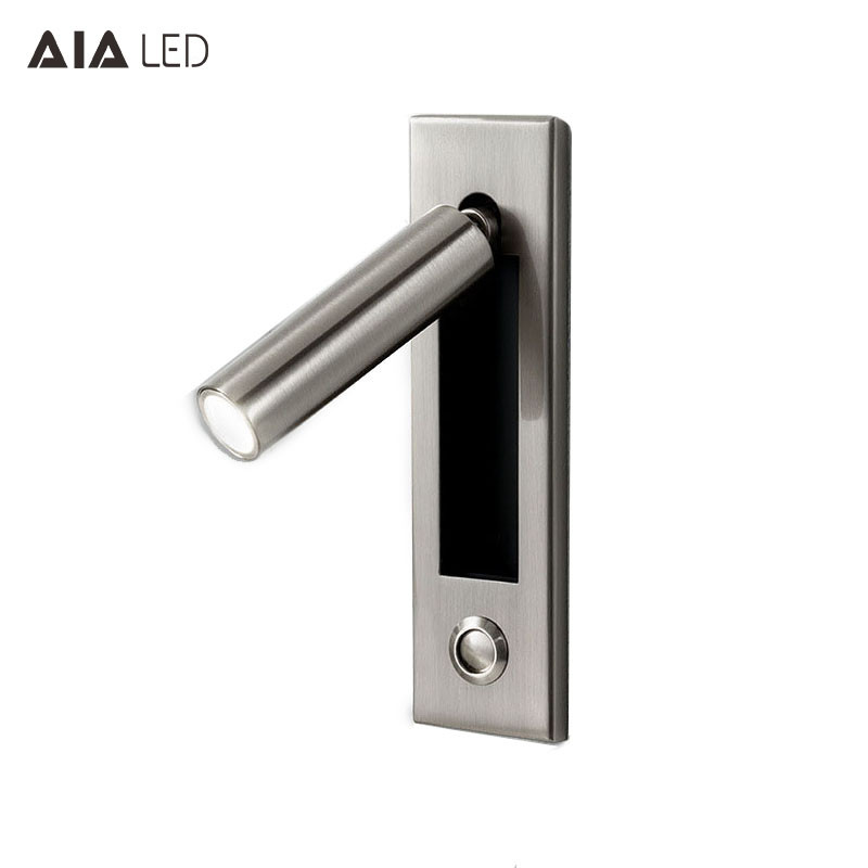 Contemporary embedded mounted Gold Brushed led wall lamps 3W led wall light led reading bedside wall light