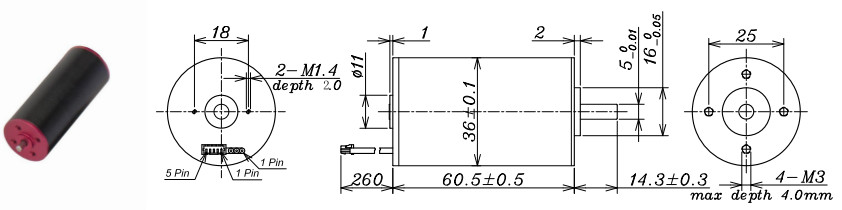 220mA Coreless 24 Volt Electric Motor 8000rpm - 13000rpm 70.8mN.M Torque
