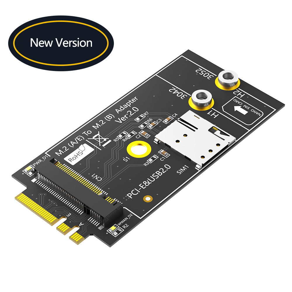M.2 Key B to A+E Adapter with NANO SIM card Slot for 3G/4G/5G Module