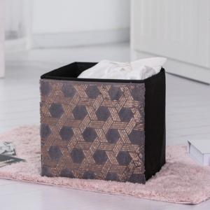 China 30x30x30cm Black And Gold Fabric Foldable Storage Bins wholesale