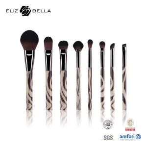 China 8PCS Women Makeup Brush Gun Ferrule 100% Syntheitc Hair Cosmetic Brush Set Full Printing Plastic Handle wholesale