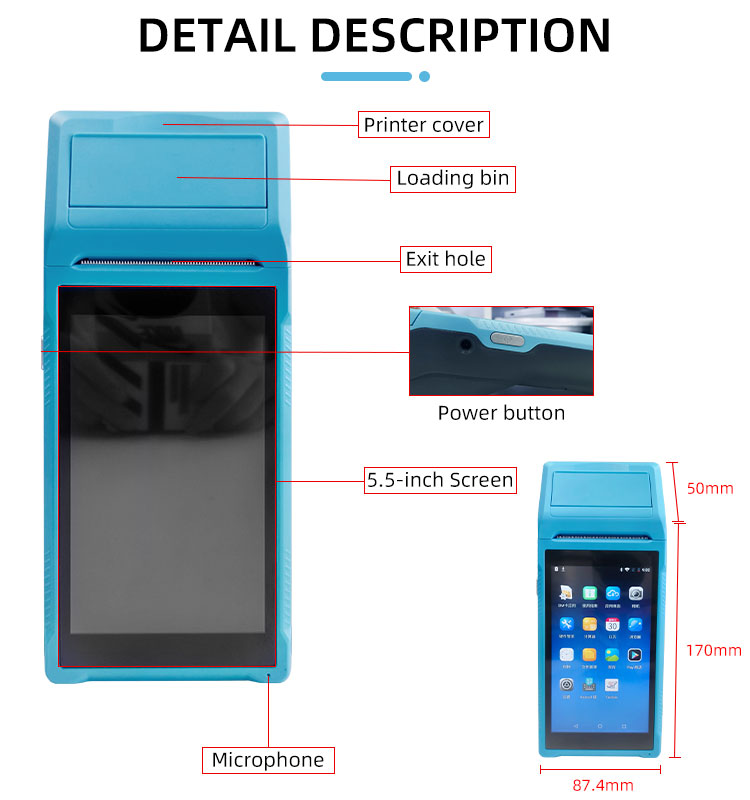 Stocked Handheld Android Pda with Barcode Scanner Fingerprint Reader and Thermal Printer