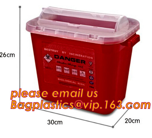 Hospital Medical Waste Box Disposable Plastic Sharp Container,yellow round shape 0.8L 2L 4L 6L bio medical waste bin squ