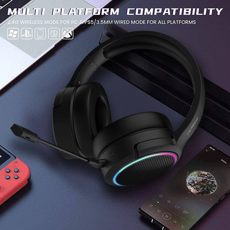 2.4G BT USB-C Wireless Noise Cancelling Gaming Headset For PC PS4 PS5 Playstation 4 5