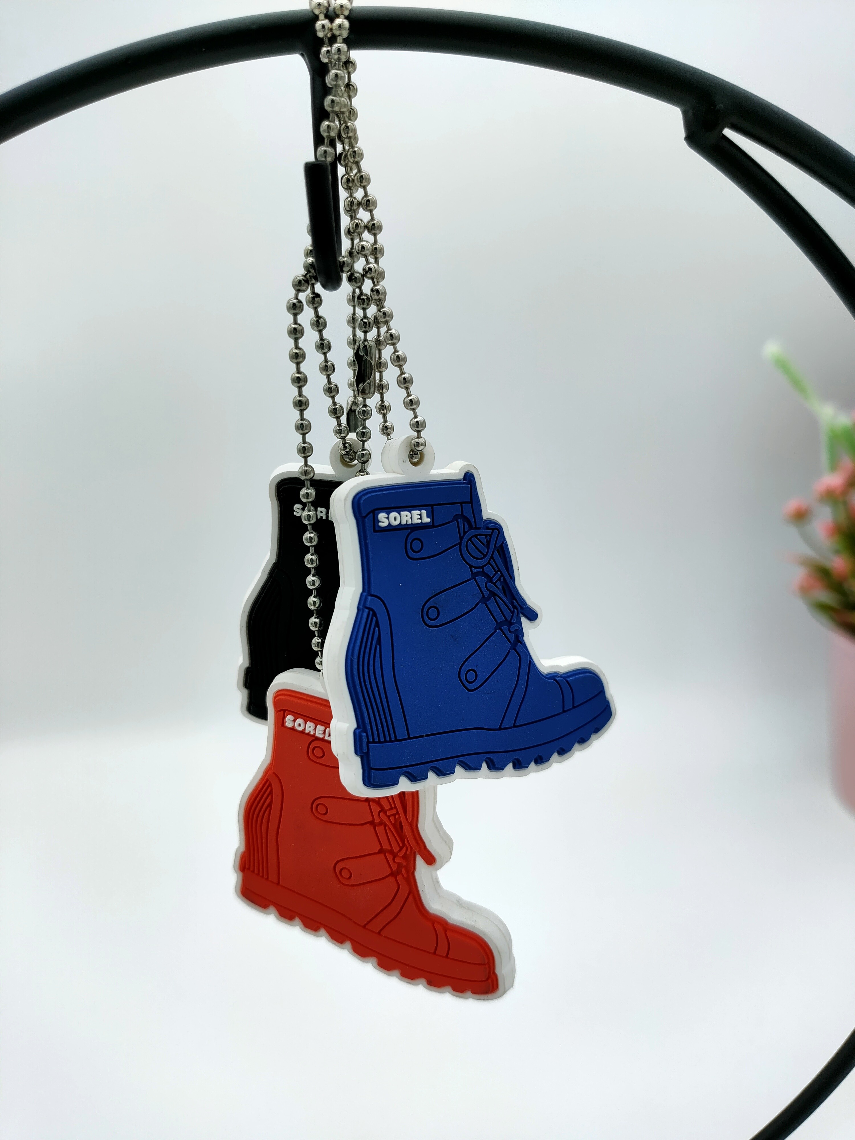 Sorel Shoes Shape Rubber Pvc Keychain 2D Design Decorative Doublesided