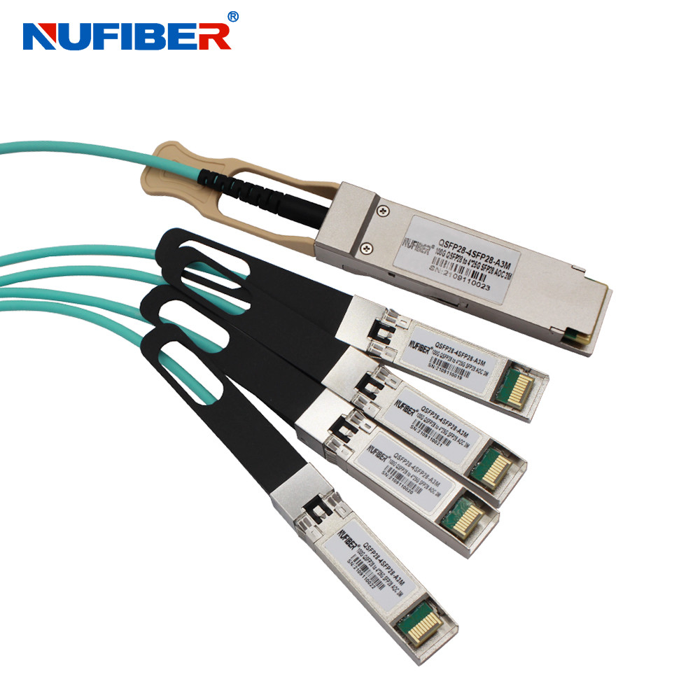 Nufiber AOC Passive Copper Cable 100G QSFP28 To 4x25G SFP28 Breakout