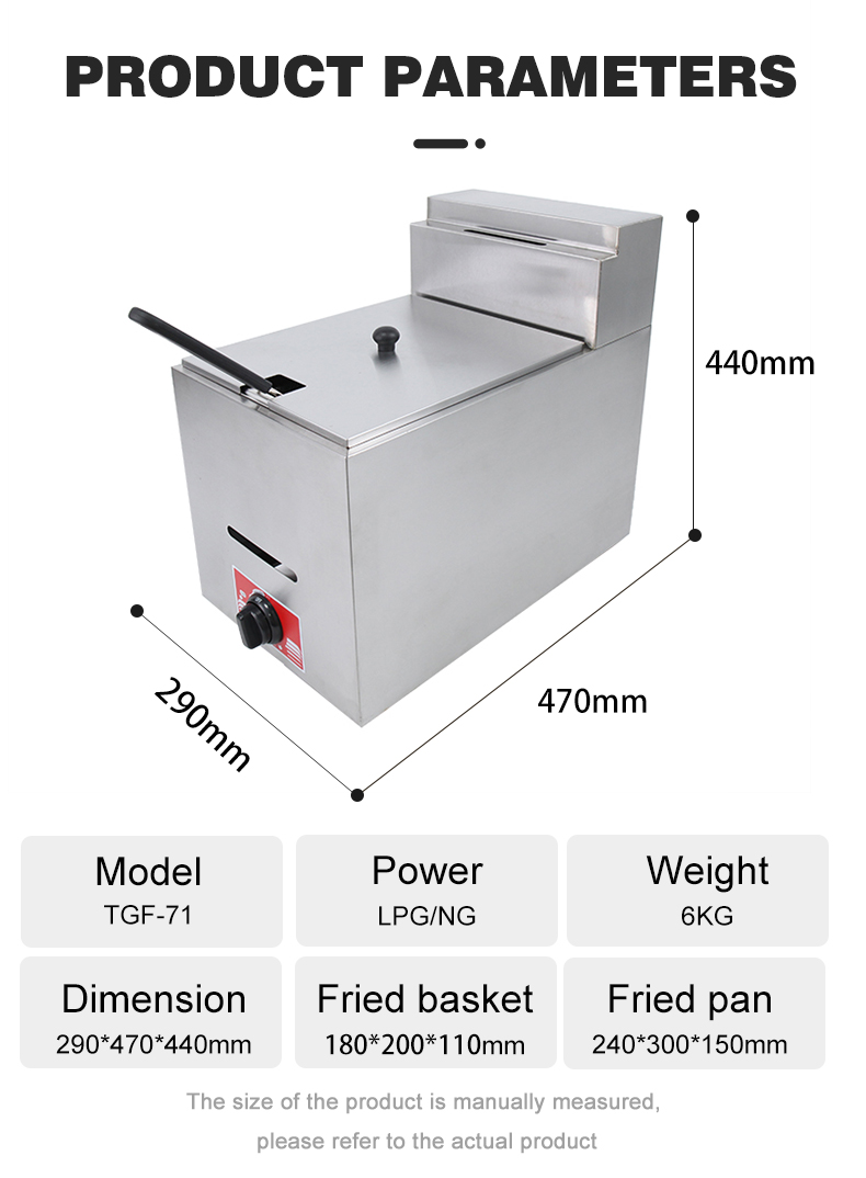 Stainless Steel Temperature Mini Electric Gas Deep Fryer for Commercial Restaurant