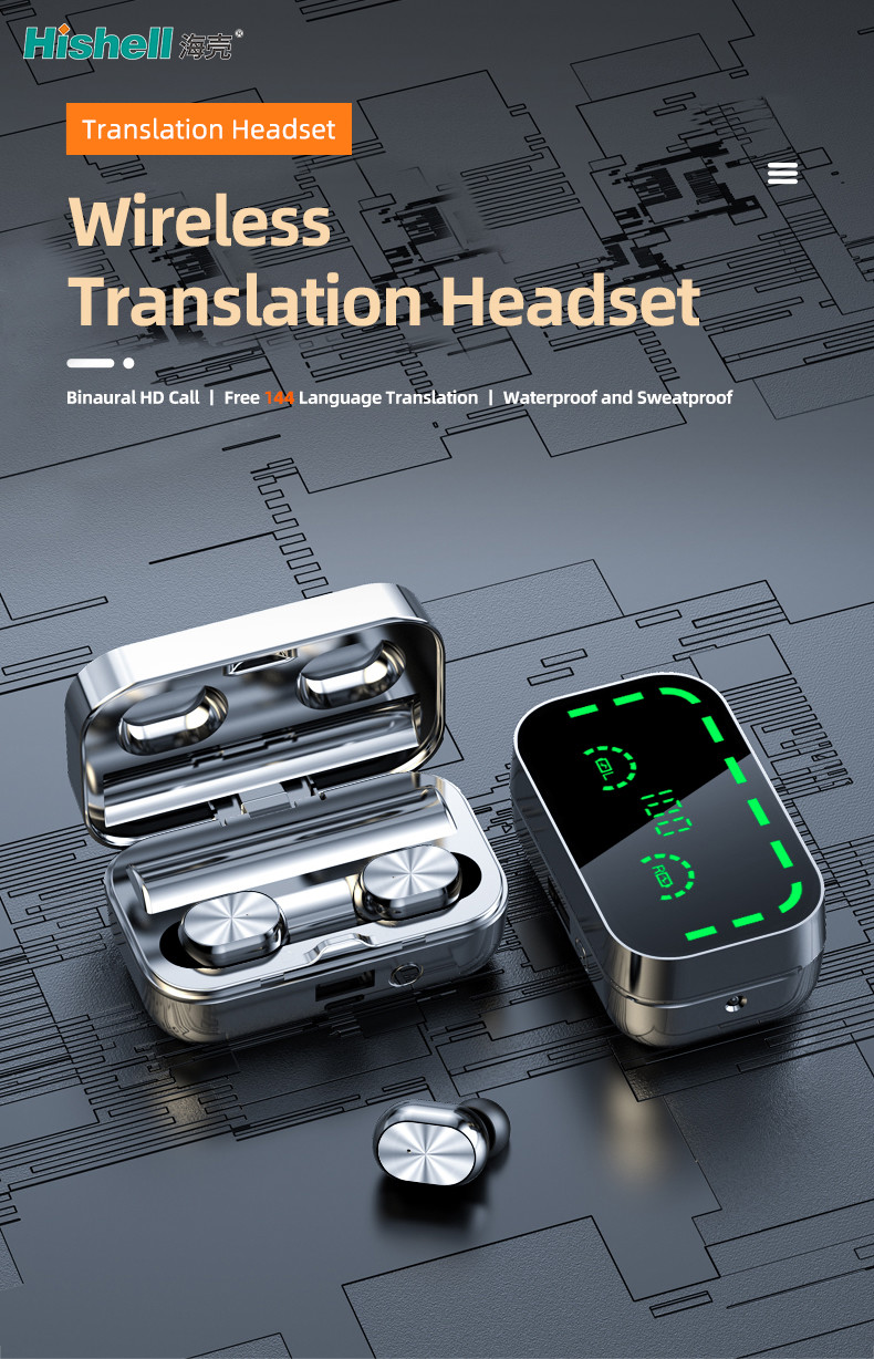 YD05 Wireless Translation Earbuds Digital Display Translator TWS Bluetooth Headset