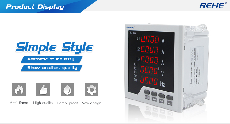 Slim model Three phase multi amp volt Hz digital multi panel Meter 010v meter