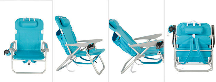 Aluminum Outdoor Folding Beach Chair with Storage Pouch and Traditional Design Style