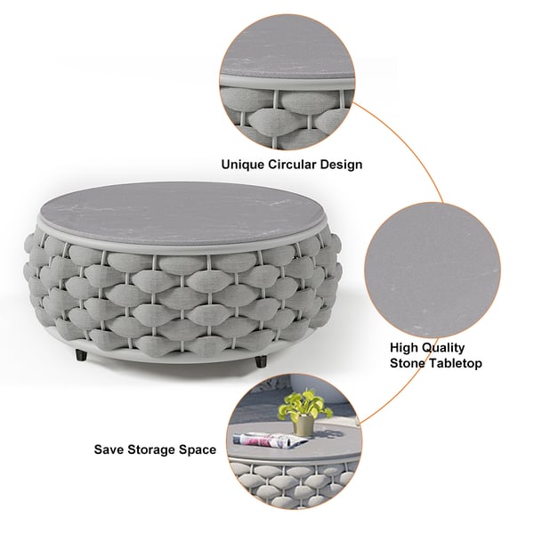Outdoor Balcony Villa Commercial Rope Garden Set with Modern Design Style Sofa Lounge
