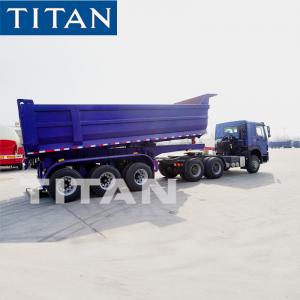 China TITAN 3 Axis 60 Ton Self Unloading Rear Dump Semi Trailer With Hydraulic Jack wholesale