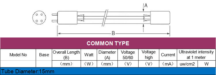 T5 150mm UVC Germicidal Lamp bulb 8W 4 PIN Double End Quartz Tube
