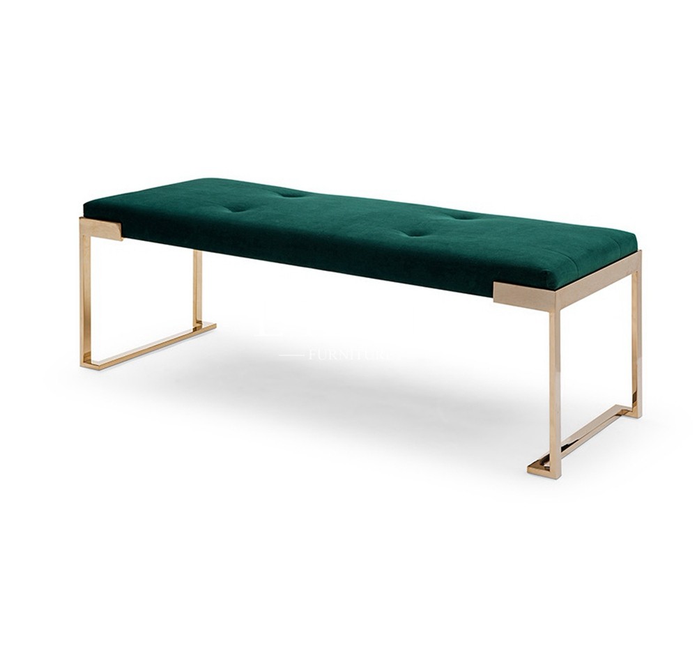 Metal Frame Velvet Upholstery Ottoman Bed End Stool Bedroom Bench