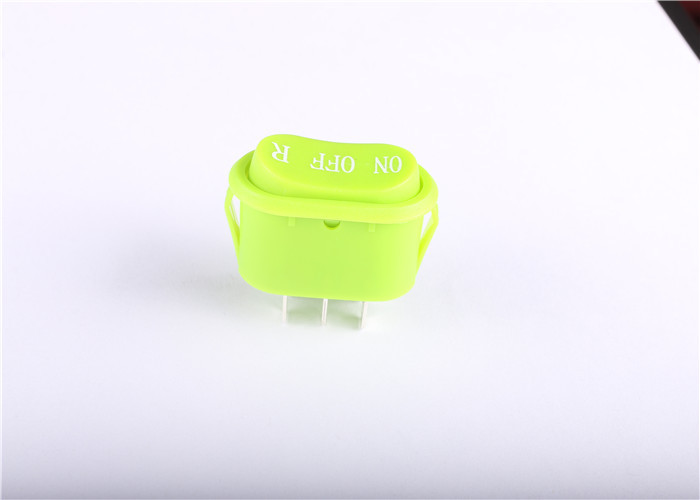 Oval Shaped Waterproof Mini Rocker Switch , Green Rocker Switch 10a 250v