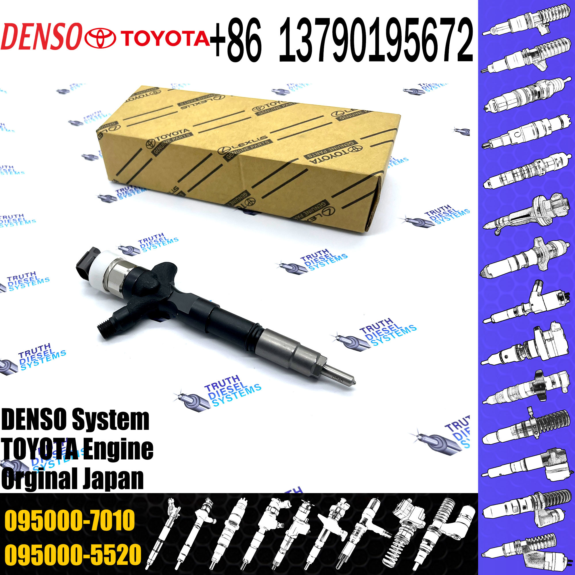 D-ENSO 095000 7010 23670 39165 New Diesel Fuel Injector 095000-7010 For T-oyota 2KD Engine 095000-7010 2367