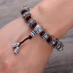 Women and Men Sterling Silver Wrap Sandalwood Bead Strand Bracelet Couples