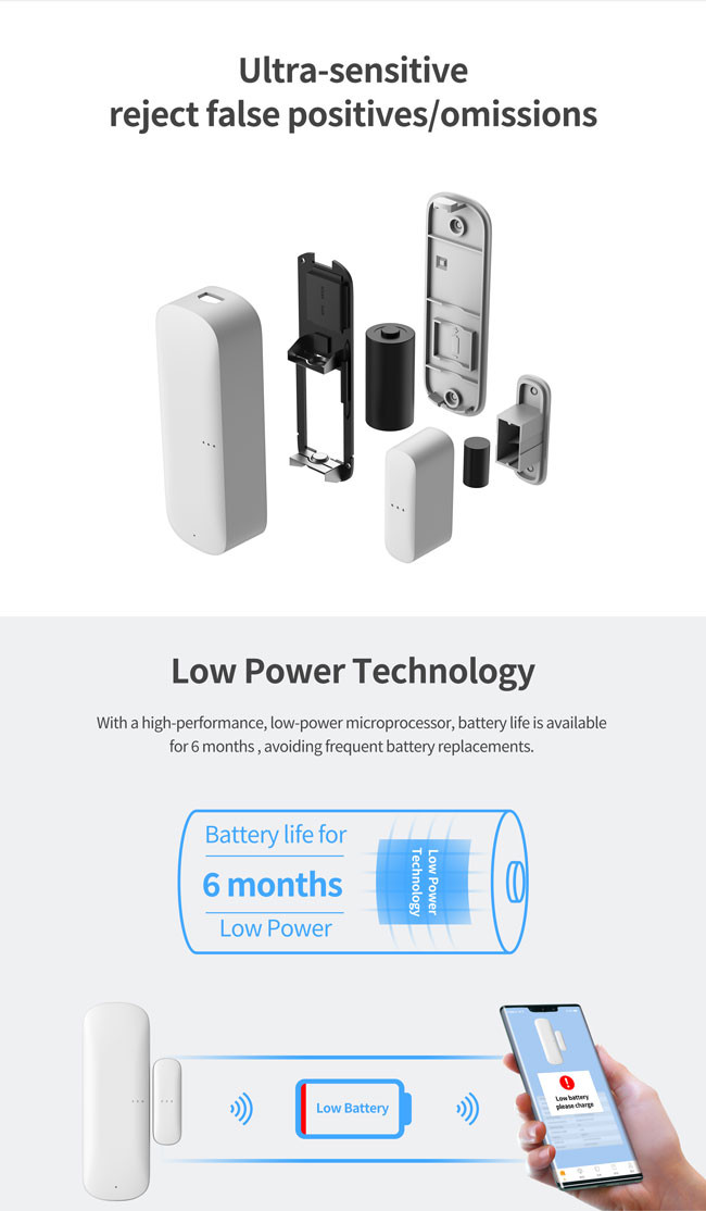 2.6V WiFi Door Sensor 1400mAh Battery Wifi Smart Door Sensor