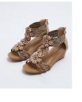 BS163 Wedge Heel Sandals Women'S Seasonal New Ethnic Style All-Match High-Heeled
