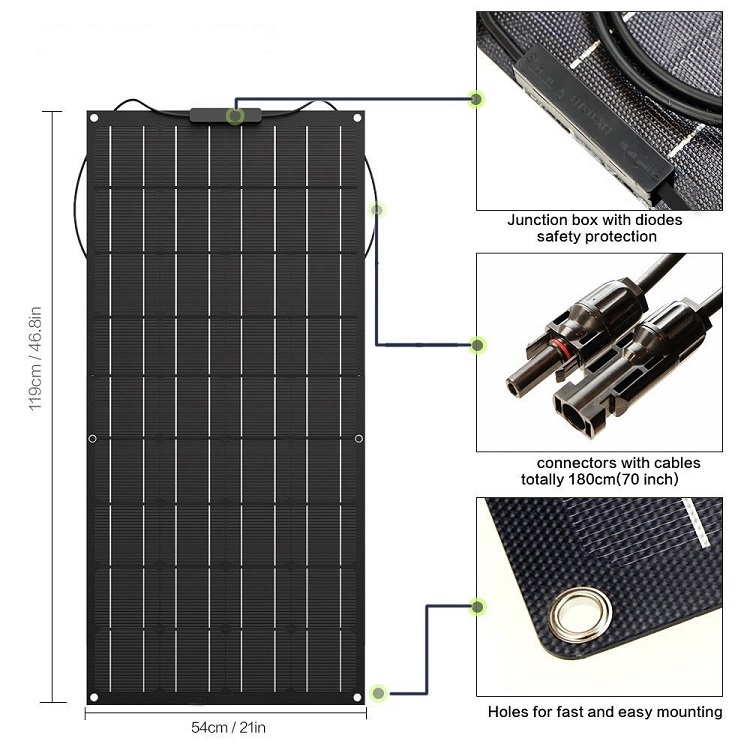 18V 500W ETFE Solar Panel Flexible Photovoltaic Panels 50W 100W 150W 200W 300W
