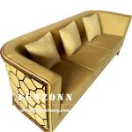 Modern Gold Stainless Steel Luxury Sofa Set Furniture Living Room Green Velvet
