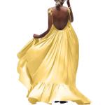Solid Color 155cm Women's Beachwear Dresses , Sling Backless Casual Beach Maxi
