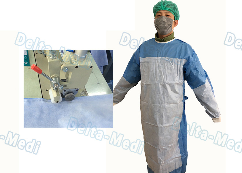 AAMI Level 4 Disposable Doctor Gowns , Disposable Theatre Gowns With 4 Waist Belts